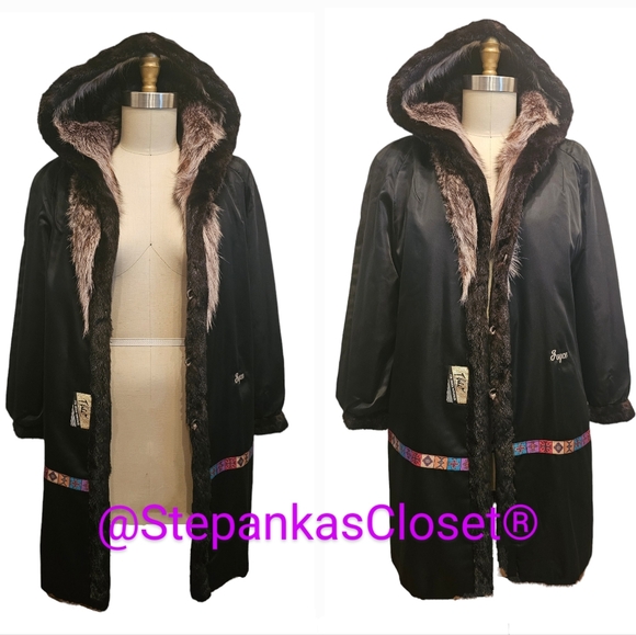 EUC | Fur & Mink Trim coat | Large Hood |  Vintage | Canadian - Picture 7 of 16